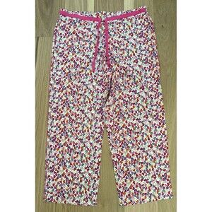 NWT Women Victoria's Secret PJ Bottoms Pants XL 100% Cotton Pink Hearts Wide Leg